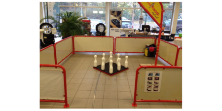Mobile Schwing Kegelbahn für Events mieten